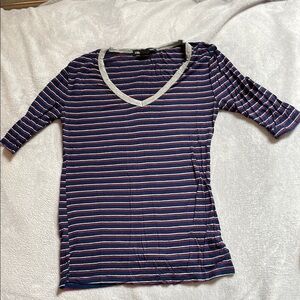 American Dream Blue and White Fitted 3/4 Sleeve Tee